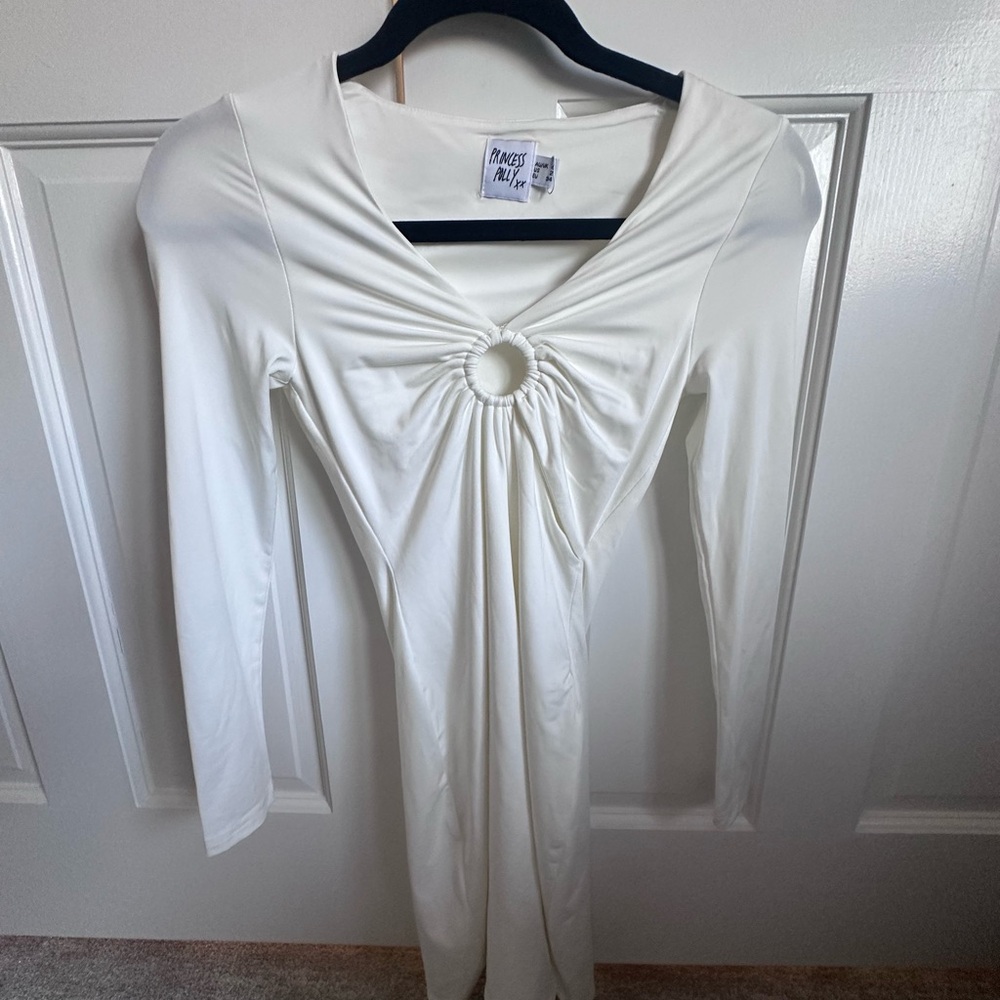 Princess Polly White Ruched Tie Front Dress